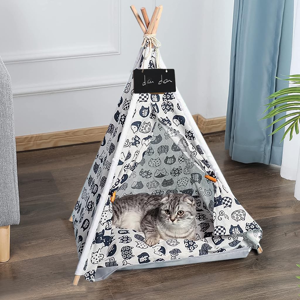 Qpets Cat House Cat Beds for Indoor Cats Puppy Bed Dog House Dog Bed Tent Pet Bed Print Pet Teepee with Cushion Pillow, Assemble Tent Bed for Kitten, Cat, Dog, All Season Use Qpets Cat House Cat Beds for Indoor Cats Puppy Bed Dog House Dog Bed Tent Pet Bed Print Pet Teepee with Cushion Pillow, Assemble Tent Bed for Kitten, Cat, Dog, All Season Use